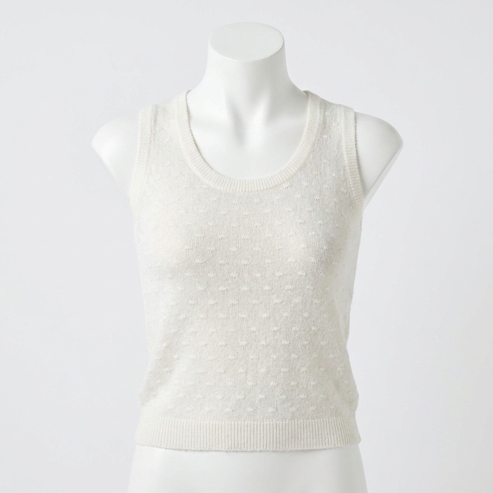 NEW AUTUMN CASHMERE sheer dot tank top in white